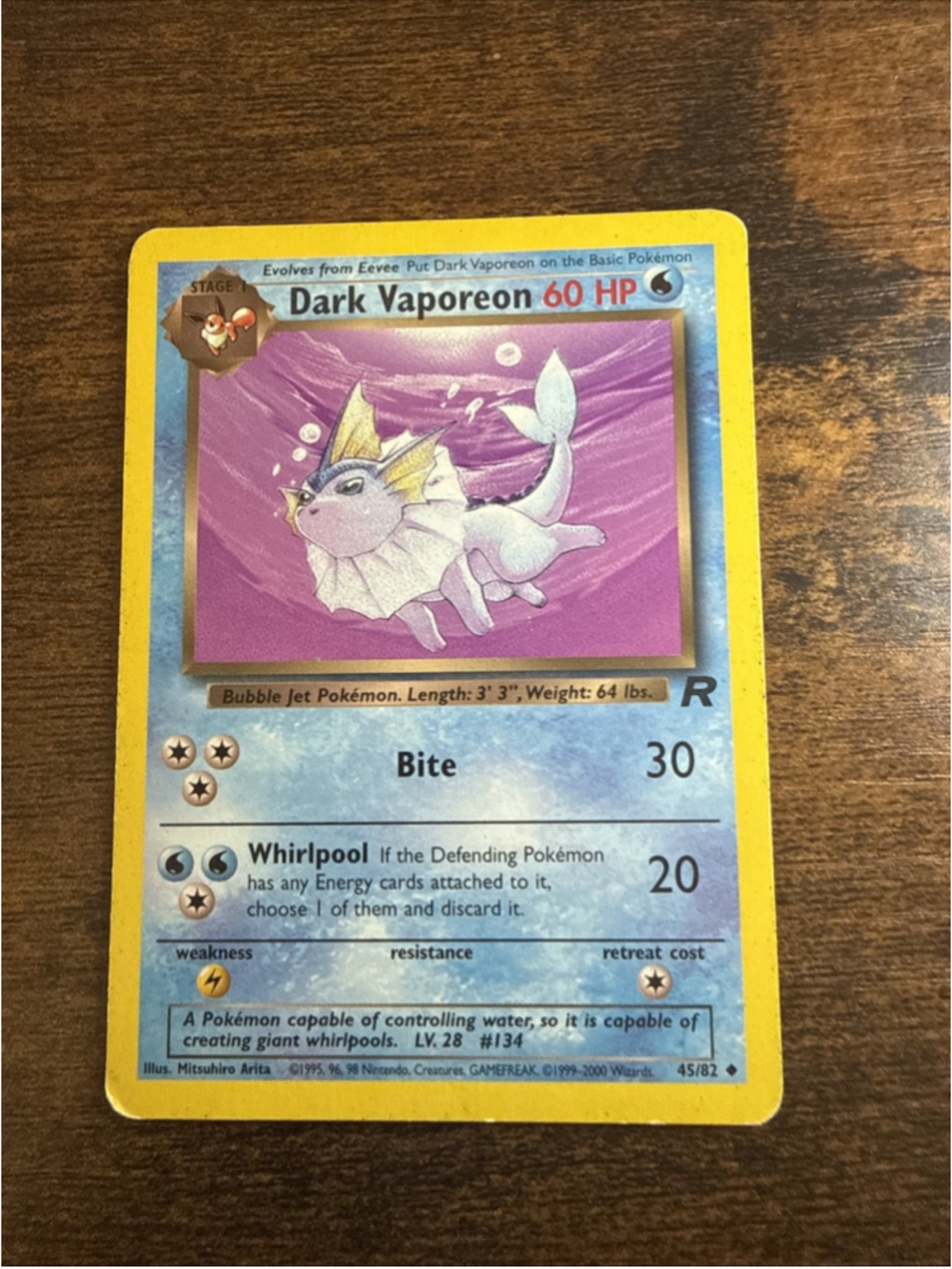 Dark Vaporeon 45/82 Team Rocket Regular